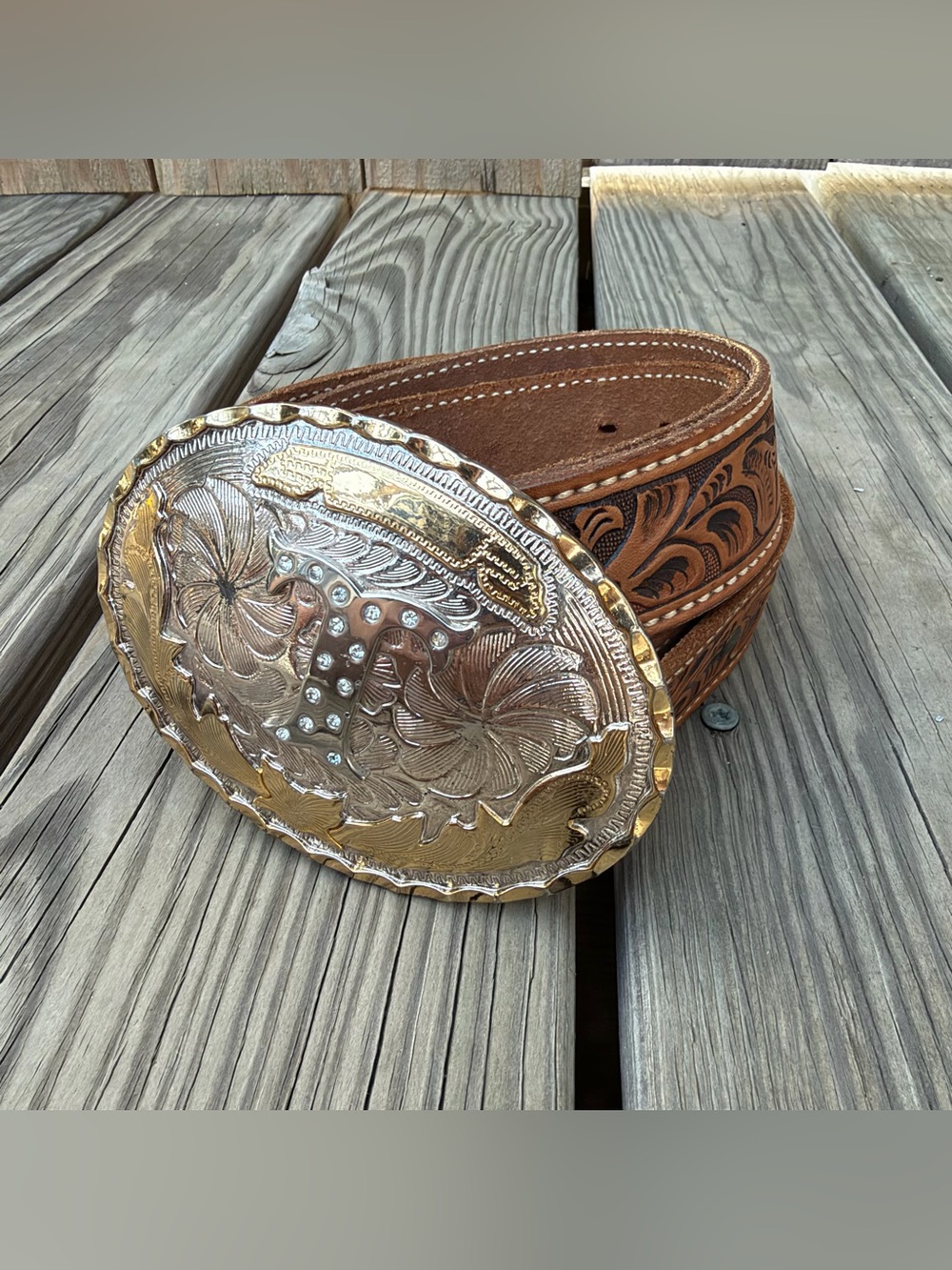 Size 42 Tooled Leather Western Cowboy Belt | Western Gothic • Cowboy Core, Rodeo